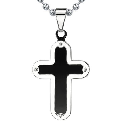 Stainless Steel Modern Cross  Pendant with Ball Chain