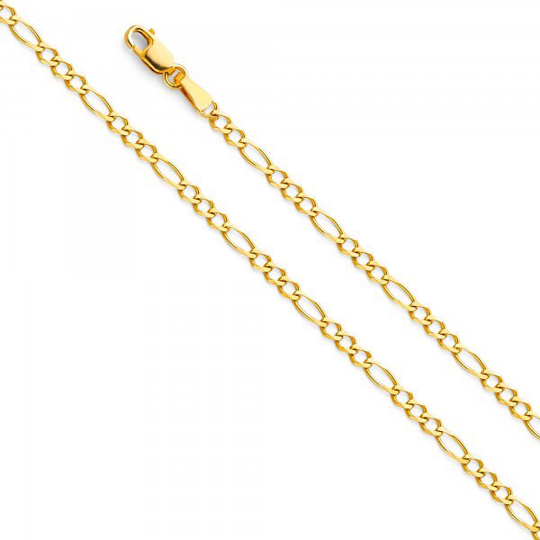 14K Yellow Gold 3+1 FIgaro Link Bracelet
