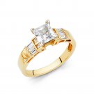 14K Yellow Gold Asscher Cut CZ Engagement Ring