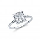 14K White Gold CZ Princess Halo Engagement Ring