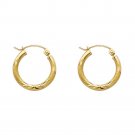 14K Yellow or White Gold Petite Diamond Cut Hoop Earrings