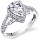 Sterling Silver 2.33 Carats Pear Shape Engagement Ring