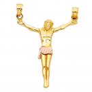 14K Two Tone Gold Jesus Crucifix Religious Pendant