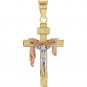 14K Tri Color Gold Crucifix Pendant