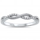 14K White Gold .07 Carat Diamond Twisted Anniversary Wedding Band
