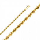 Men's 14K Yellow Gold Diamond Cut Solid Rope Chain - 22" Long