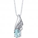 Sterling Silver 1.25 Carat Aquamarine Angel Wing Pendant Necklace