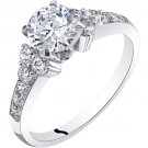 14K White Gold Cubic Zirconia Classic Style Engagement Ring
