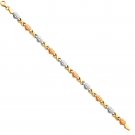 14K Tri Color Gold Diamond Cut Stampato Heart Bracelet