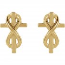 14K Gold Infinity Inspired Cross Stud Earrings