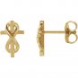 14K Gold Infinity Inspired Cross Stud Earrings
