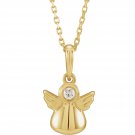 14K Yellow, White or Rose Gold Youth .03 Ct Diamond Angel Necklace
