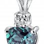 14K White Gold 1 Carat Created Alexandrite Heart Necklace