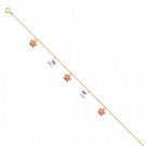 14K Tri Color Gold Flower & Butterfly Anklet