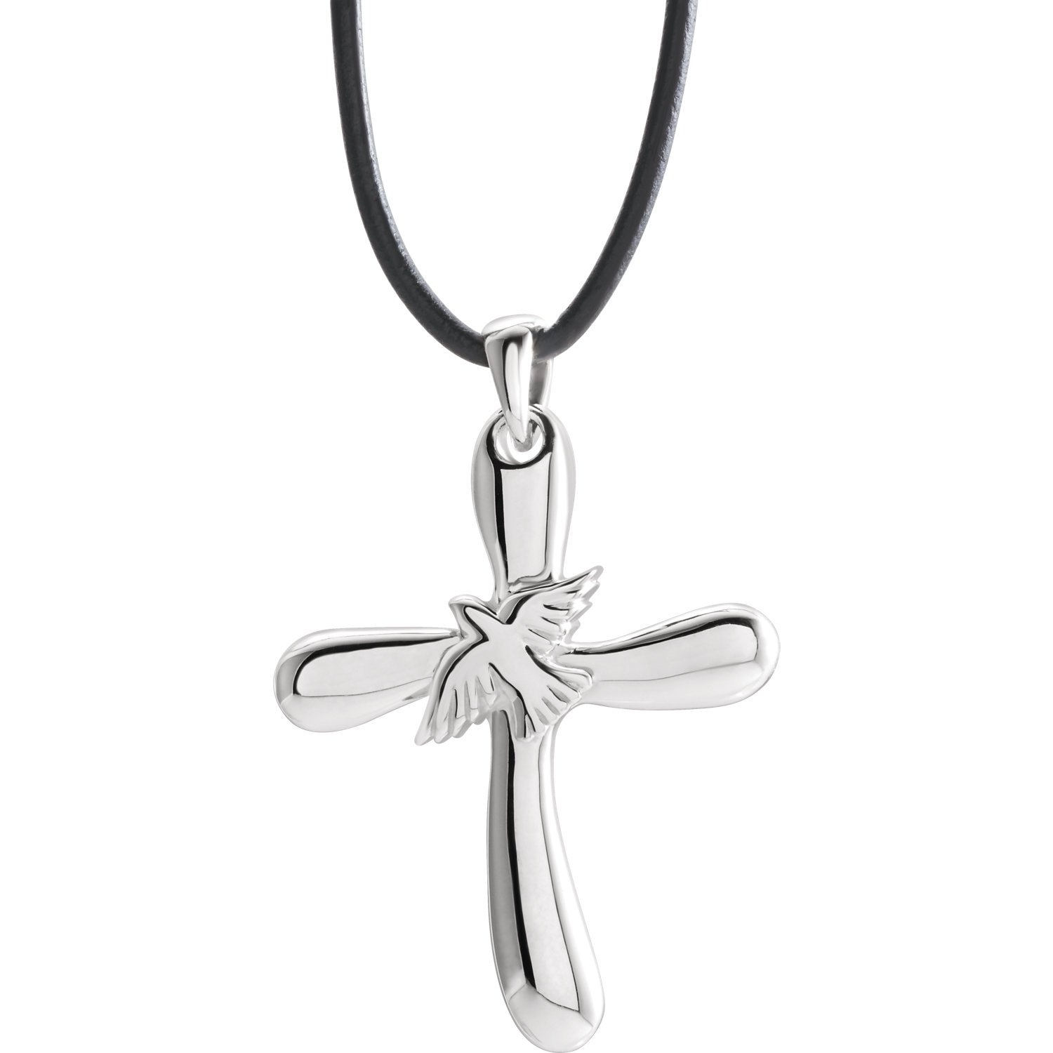 Sterling Silver Cross & Dove Necklace