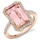 Rose Tone Sterling Silver Simulated Morganite Octagon Ring