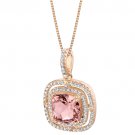 Rose Tone Sterling Silver Simulated Morganite Glisten Necklace