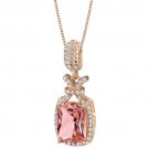 Rose Tone Sterling Silver Simulated Morganite Glam Pendant Necklace