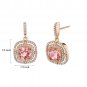 Rose Tone Sterling Silver Simulated Morganite Cushion Swing Earrings