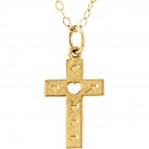 14K Yellow Gold Child's Heart Cross Necklace