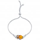 Sterling Silver Baltic Amber Owl Adjustable Bolo Bracelet