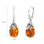 Sterling Silver Baltic Amber Bee Drop Earrings