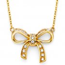 14K Yellow Gold & Cubic Zirconia Ribbon Necklace