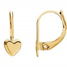 14K Yellow Gold Youth Heart Lever Back Earrings