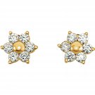 14K Yellow Gold Youth Cubic Zirconia Cluster Earrings