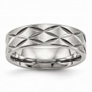 Men's 6.5.mm Stainless Steel Brushed & Polished Diamond Cut Band