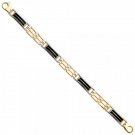 Men's 14K Two Tone & Black Enamel Mesh Link Bracelet