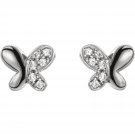 Sterling Silver Youth .04 CTW Diamond Butterfly Earrings