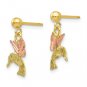 Black Hills Gold 10K Tri Color Hummingbird Post Earrings