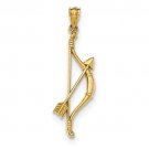14K Yellow or White Gold Bow and Arrow Pendant
