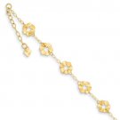 14K Yellow Gold Adjustable Flower Anklet