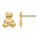 14K Yellow Gold Teddy Bear Post Earrings
