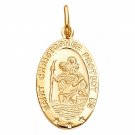 14K Yellow Gold Oval St. Christopher Religious Pendant