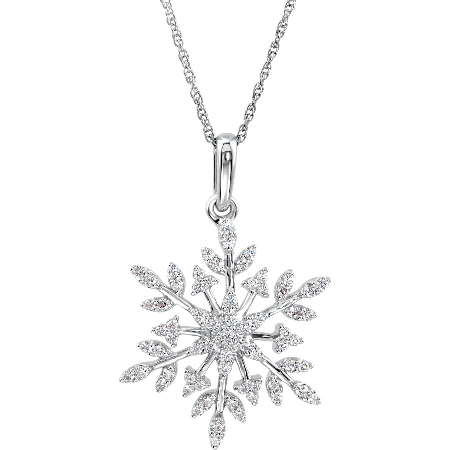 Sterling Silver Cubic Zirconia Snowflake Necklace