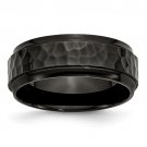Black Stainless Steel 8mm Hammered Polished Band