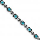 Sterling Silver Created Turquoise & Marcasite Bracelet