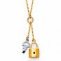 14K Two Tone Gold Lock & Key Necklace