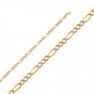 14K Two Tone Gold 4mm White Pave Figaro Chain