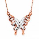 14K Two Tone Gold Butterfly Necklace