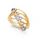 14K Yellow Gold Semanario Cubic Zirconia Hearts Ring