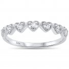 14K White Gold Heart Diamond Band Ring