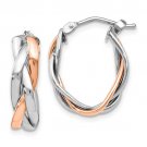 10K Two Tone Gold Twisted Hoop Earrings