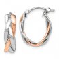 10K Two Tone Gold Twisted Hoop Earrings