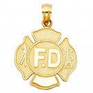 14K Yellow Gold Fire Department Pendant