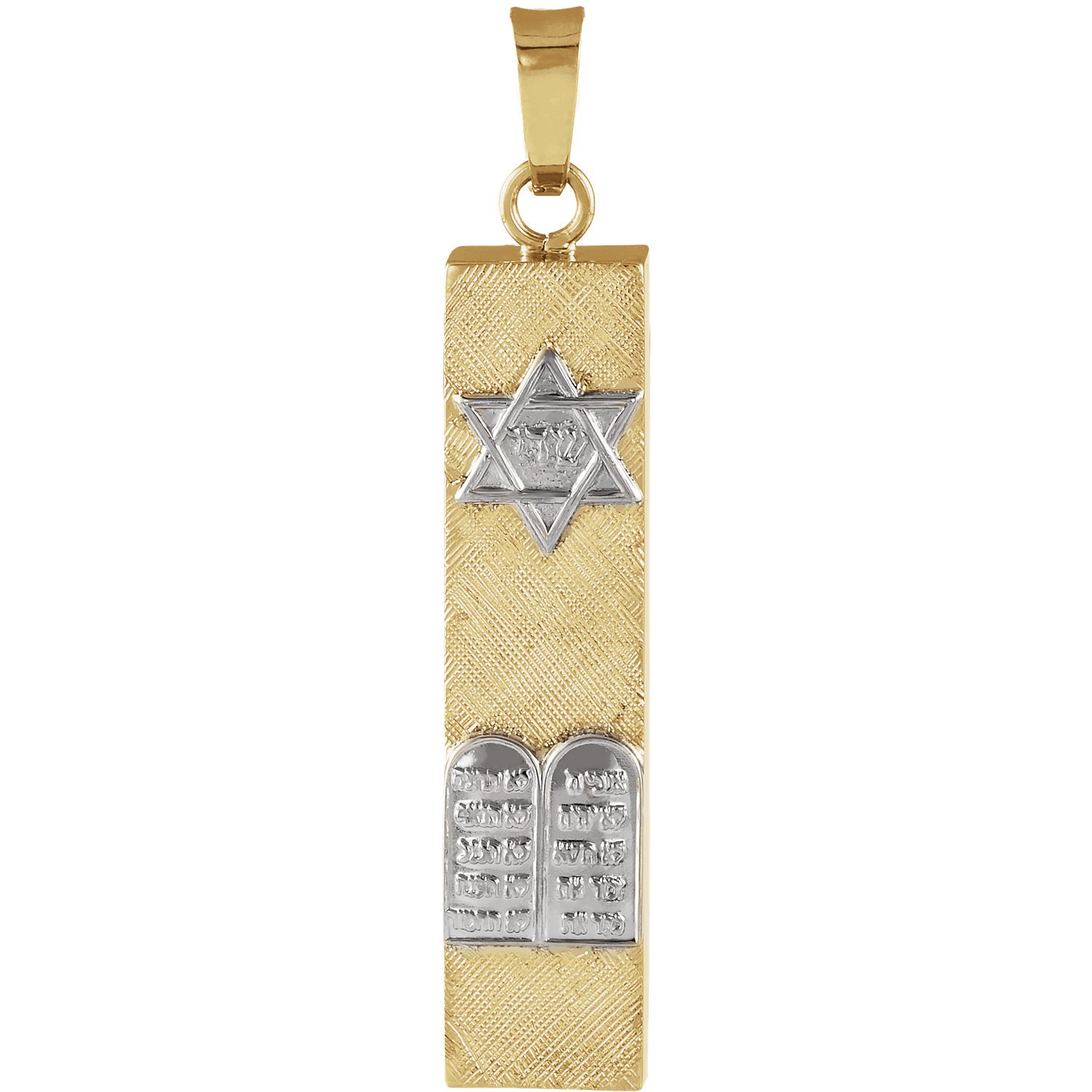 14K Two Tone Gold Mezuzah Pendant