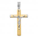 14K Two Tone Polished Crucifix Cross Pendant